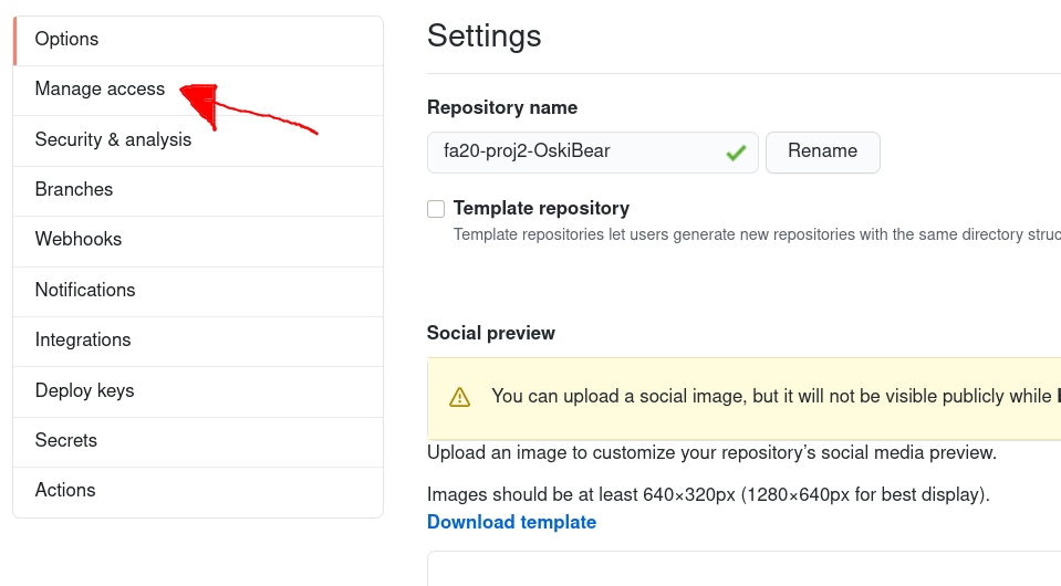 Go to Manage Access